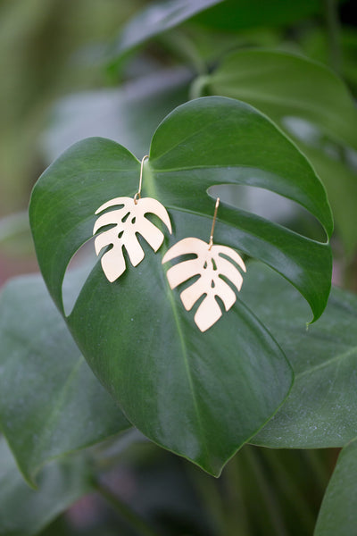 Monstera 1 Leaf Drop Earrings