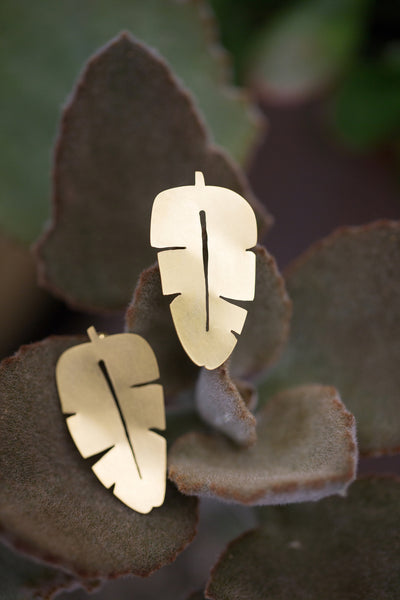 Banana Leaf Post Earrings